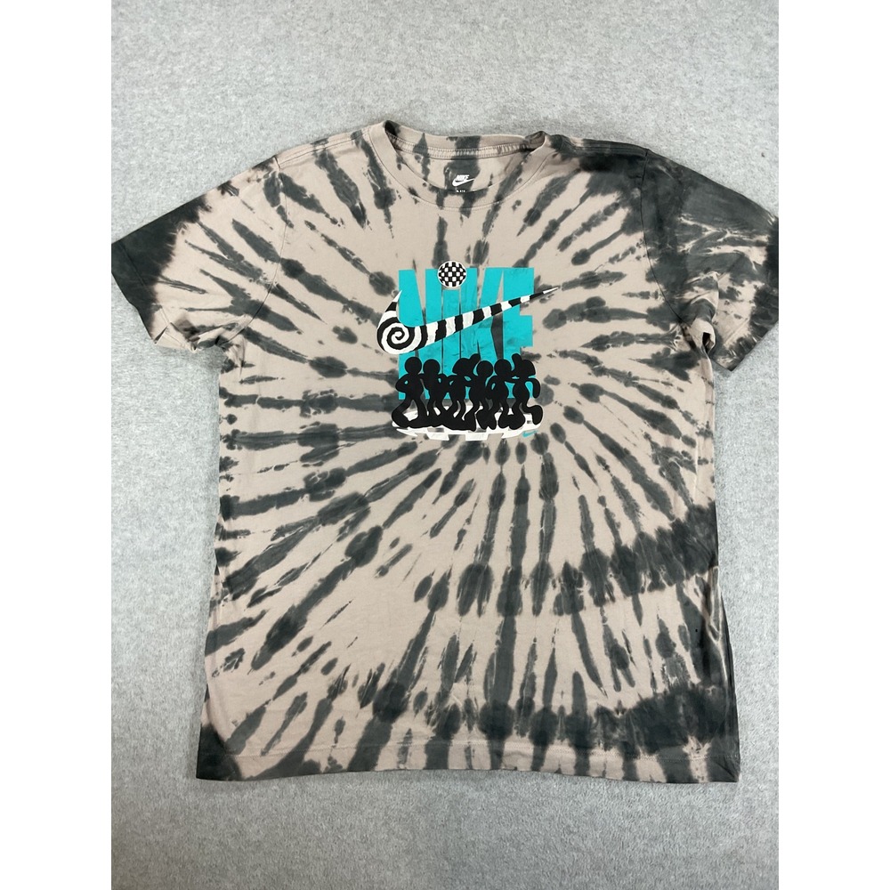 Nike Sportswear Tie Dye Graphic T-Shirt Mens XL Tan Grey Teal HQ3232-009 2976